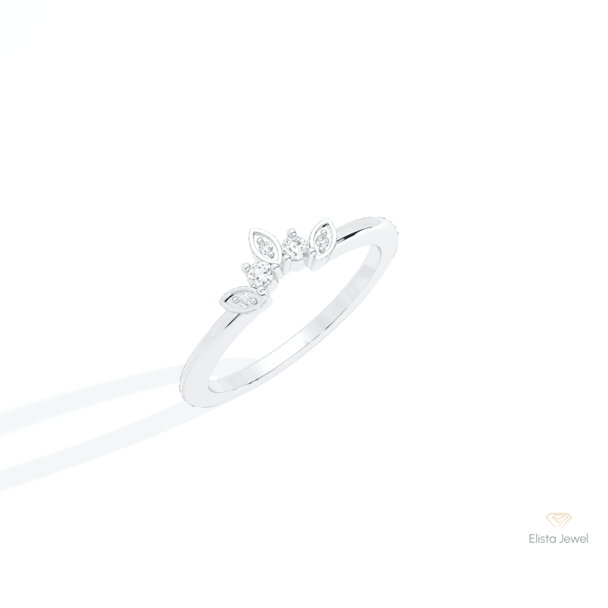Round Cut Five Stone Wedding Lab Grown Diamond Band in 14K Rose Gold - Profile View