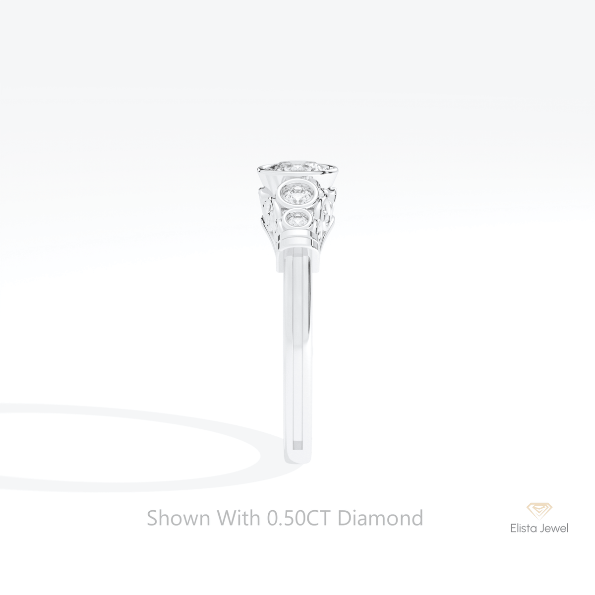 Round Cut Five Stone Wedding Lab Grown Diamond Ring in 18K Yellow Gold - Perspective View