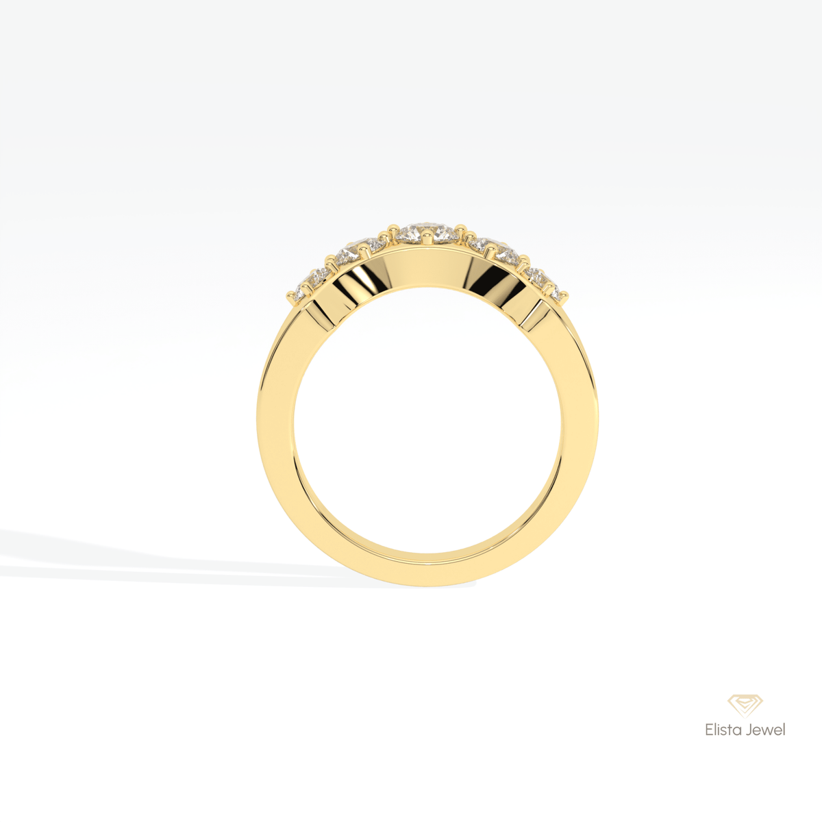 Round Cut Five Stone Wedding Lab Grown Diamond Ring - Alternative View