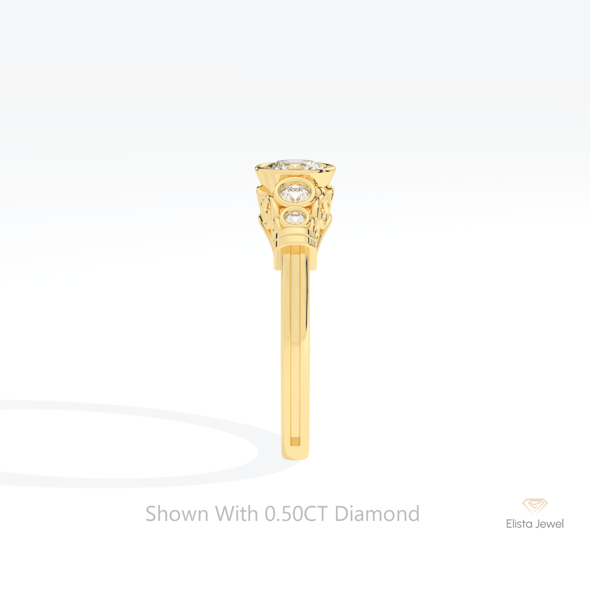 Round Cut Five Stone Wedding Lab Grown Diamond Ring - Additional View