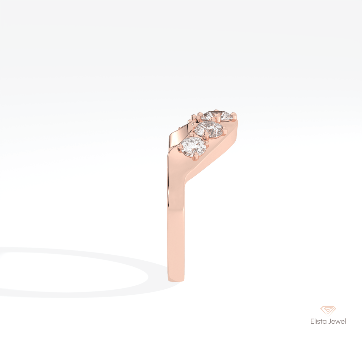 Round Cut Five Stone Wedding Lab Grown Diamond Ring in 14K White Gold - Top View