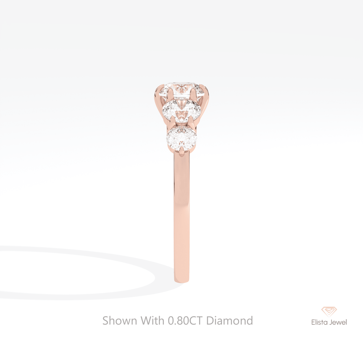 Round Cut Five Stone Wedding Lab Grown Diamond Ring in 14K White Gold - Top View