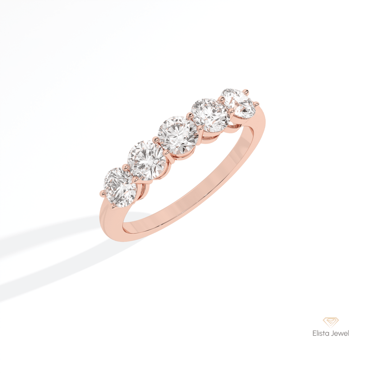 Round Cut Five Stone Wedding Lab Grown Diamond Ring in Platinum - Lifestyle View