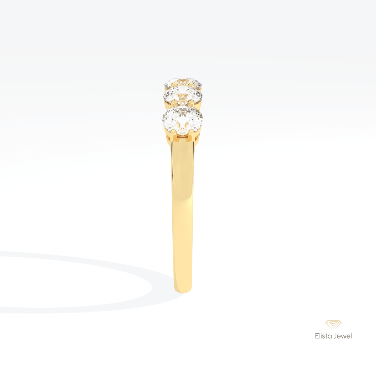 Round Cut Five Stone Wedding Lab Grown Diamond Ring in 18K Yellow Gold - Perspective View