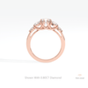 Round Cut Five Stone Wedding Lab Grown Diamond Ring in 10K Rose Gold - Angled View