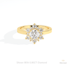 Round Cut Floral Halo Engagement Lab Grown Diamond Ring in 14K Yellow Gold - Detail View