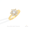 Round Cut Floral Halo Engagement Lab Grown Diamond Ring in 14K Rose Gold - Profile View
