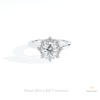 Round Cut Floral Halo Engagement Lab Grown Diamond Ring in 10K White Gold - Front View