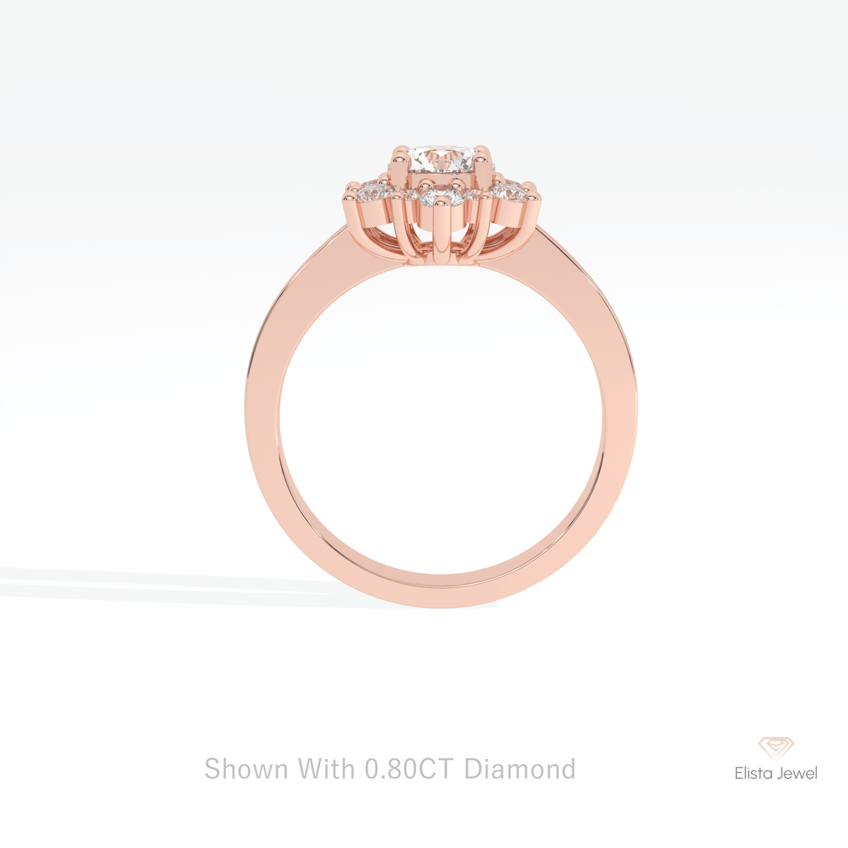 Round Cut Floral Halo Engagement Lab Grown Diamond Ring - Alternative View