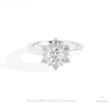 Round Cut Floral Halo Engagement Lab Grown Diamond Ring in 10K White Gold - Front View