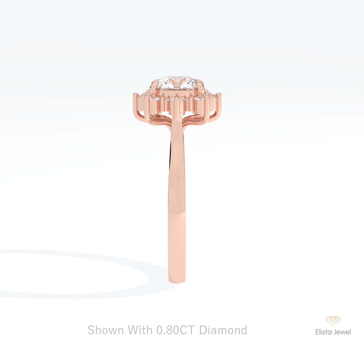 Round Cut Floral Halo Engagement Lab Grown Diamond Ring - Additional View