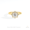 Round Cut Floral Halo Engagement Lab Grown Diamond Ring in 14K Yellow Gold - Detail View