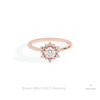 Round Cut Floral Halo Wedding Lab Grown Diamond Ring in 18K Rose Gold - Ring on Hand View