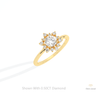 Round Cut Floral Halo Wedding Lab Grown Diamond Ring in 10K Yellow Gold - Side View