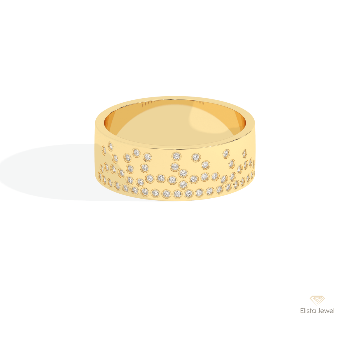 Round Cut Flush Setting Wedding Lab Grown Diamond Band in 18K Rose Gold - Ring on Hand View