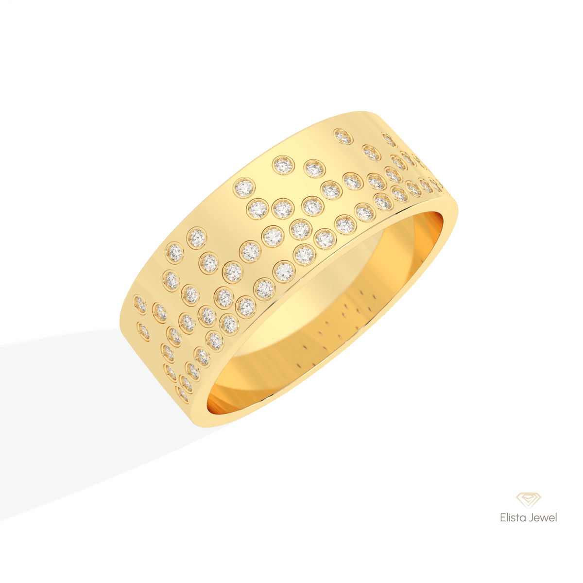 Round Cut Flush Setting Wedding Lab Grown Diamond Band in Platinum - Lifestyle View