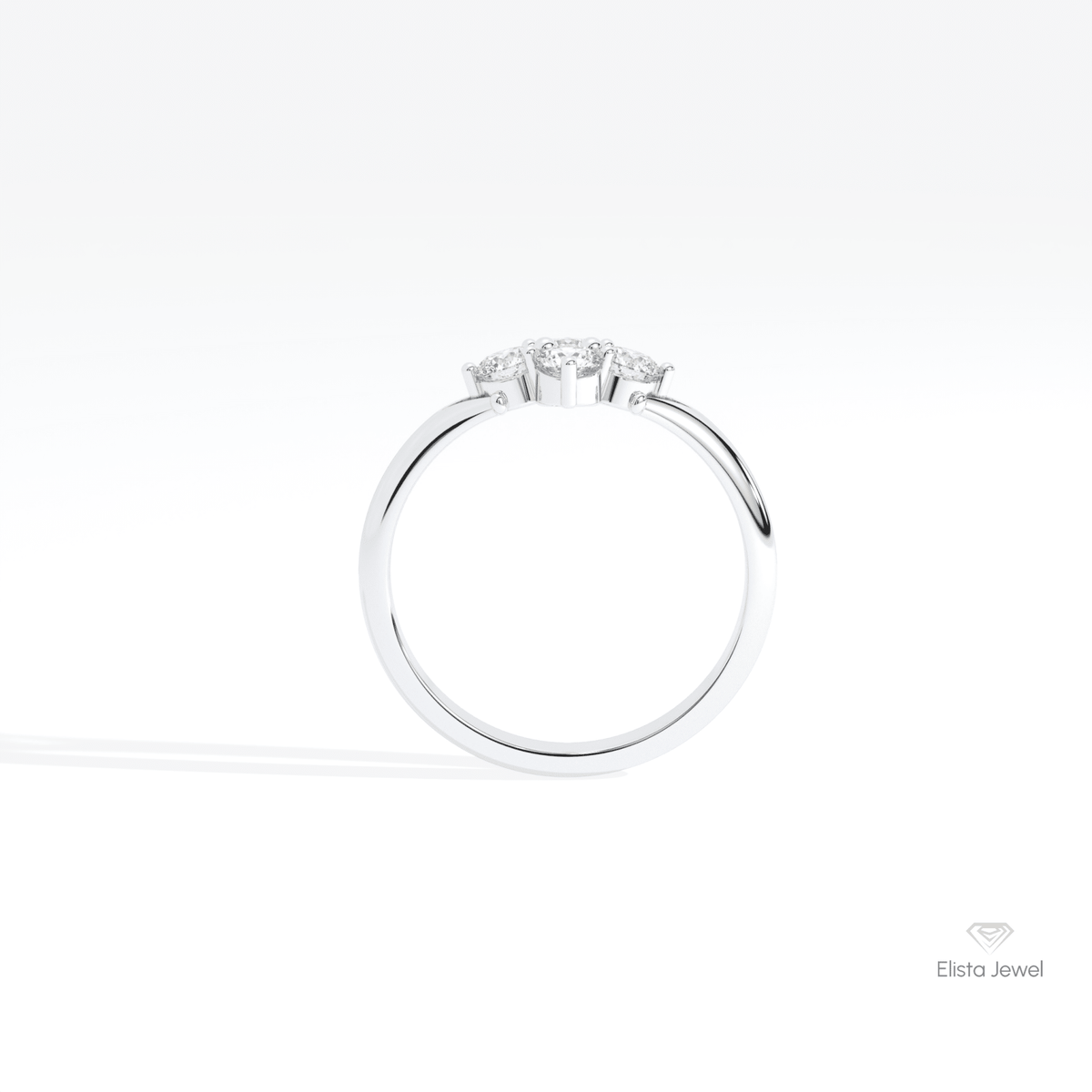 Round Cut Four Stone Engagement Lab Grown Diamond Ring in 10K Rose Gold - Angled View