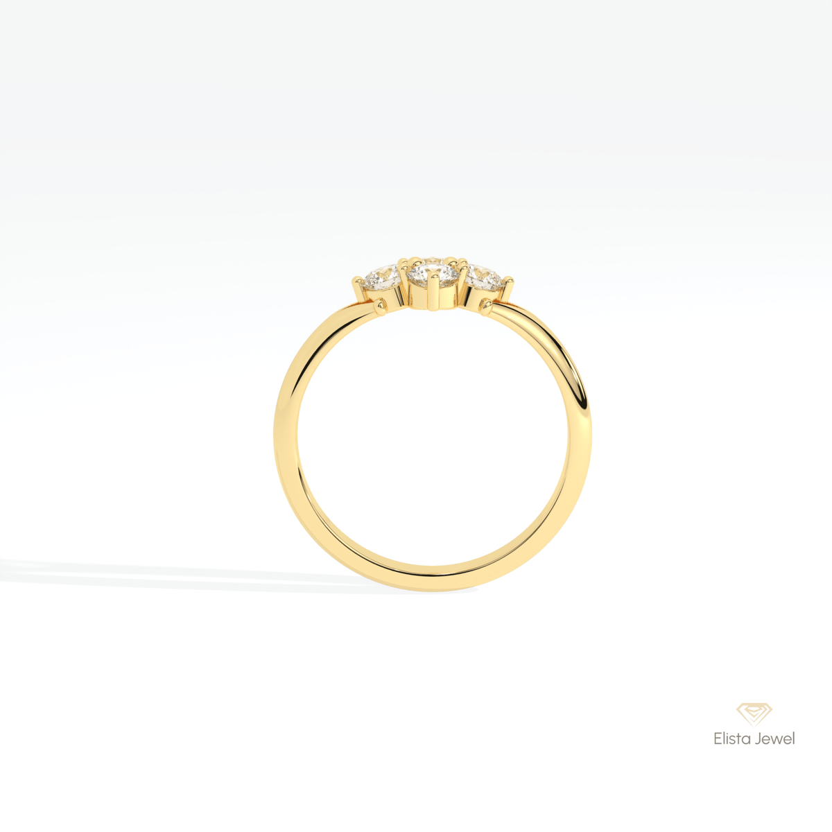 Round Cut Four Stone Engagement Lab Grown Diamond Ring in 18K White Gold - Close-up View
