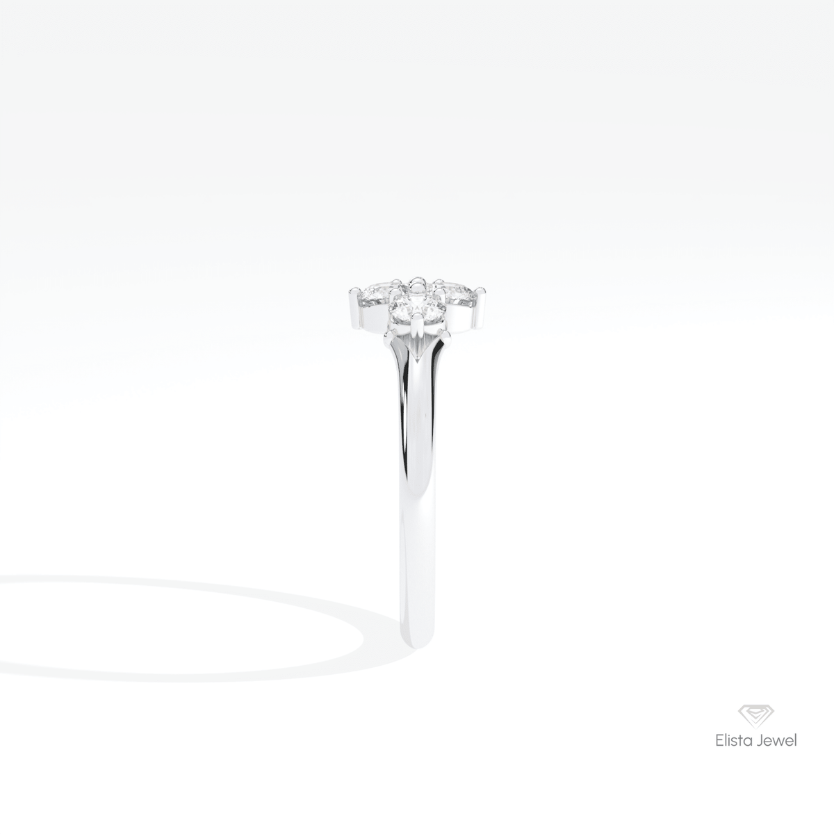 Round Cut Four Stone Engagement Lab Grown Diamond Ring in 14K White Gold - Top View