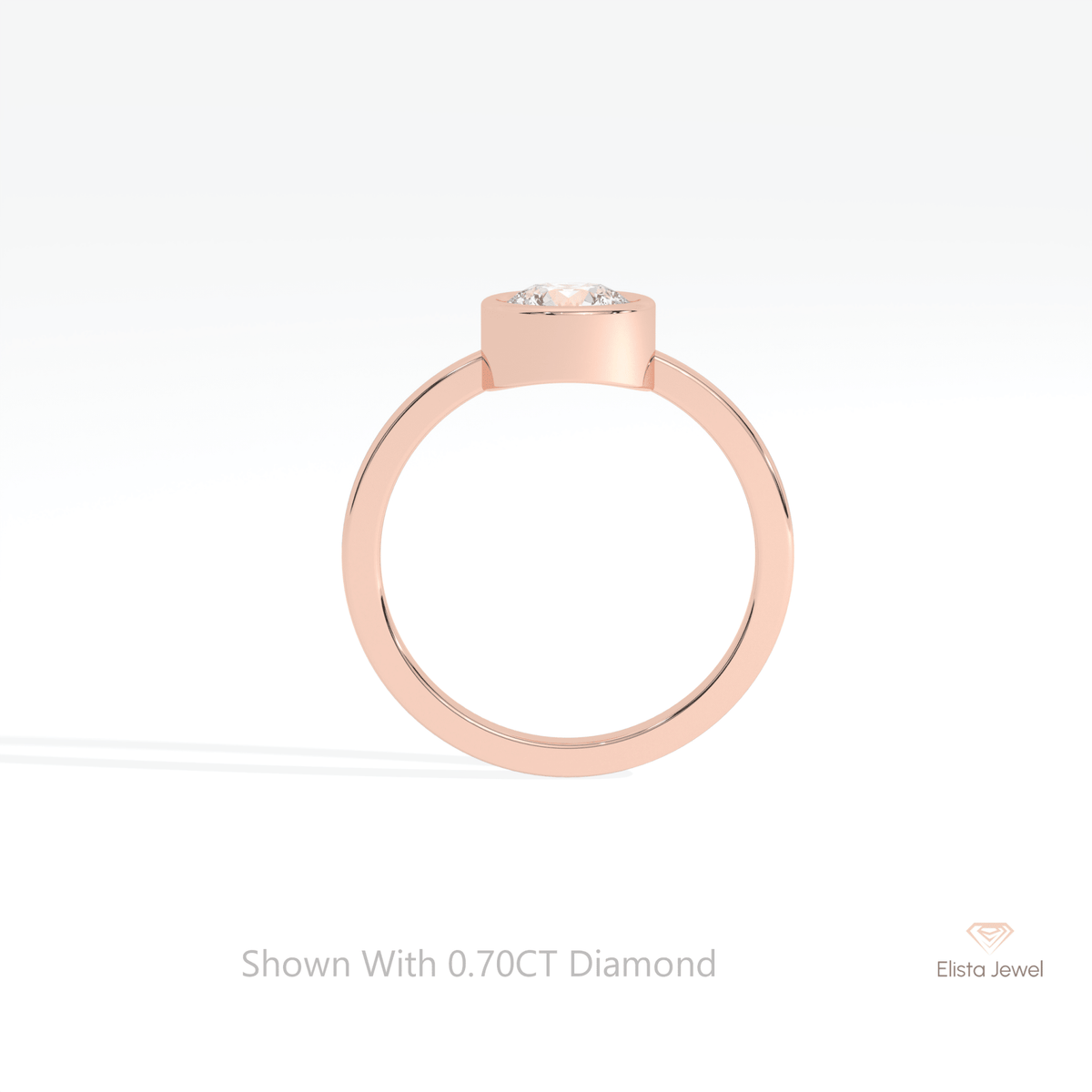 Round Cut Full Bezel Solitaire Lab Grown Diamond Ring - Alternative View