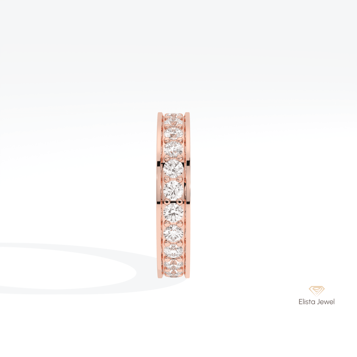 Round Cut Full Eternity Matching Lab Grown Diamond Band in 18K Yellow Gold - Perspective View