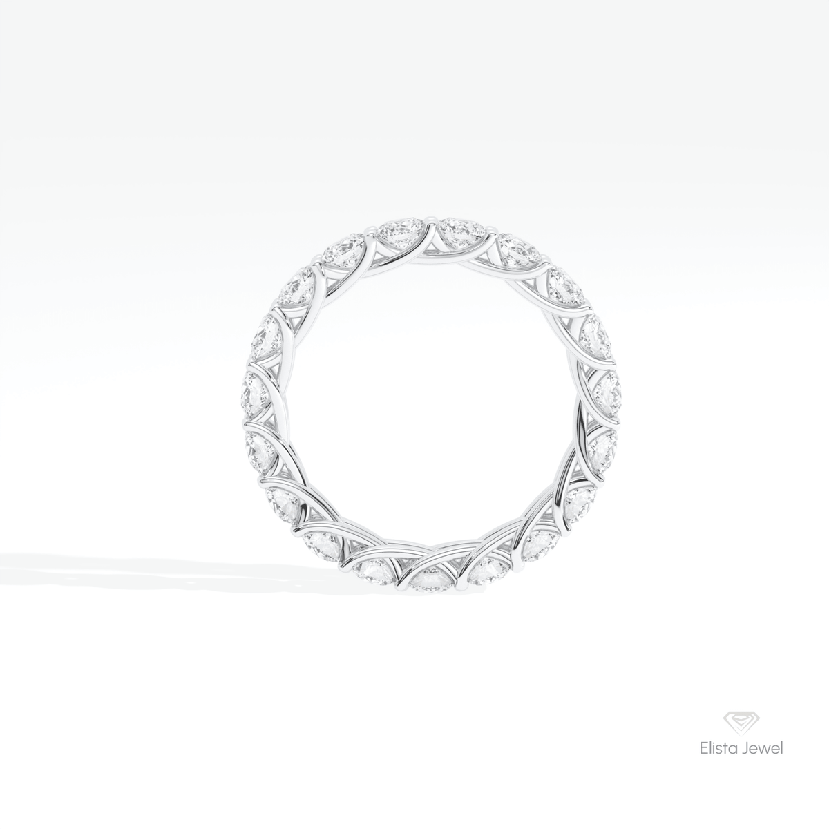 Round Cut Full Eternity Matching Lab Grown Diamond Band in 10K Rose Gold - Angled View