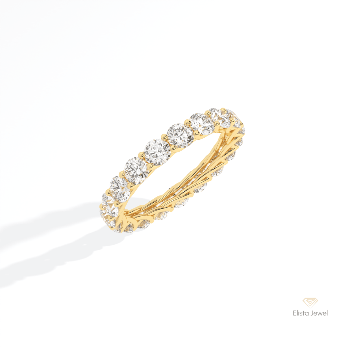Round Cut Full Eternity Matching Lab Grown Diamond Band in Platinum - Lifestyle View