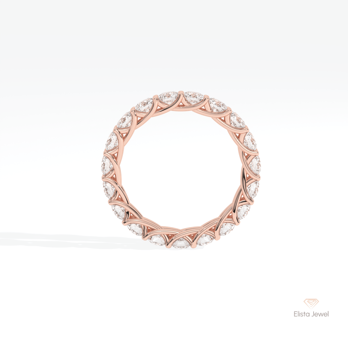 Round Cut Full Eternity Matching Lab Grown Diamond Band in 18K White Gold - Close-up View