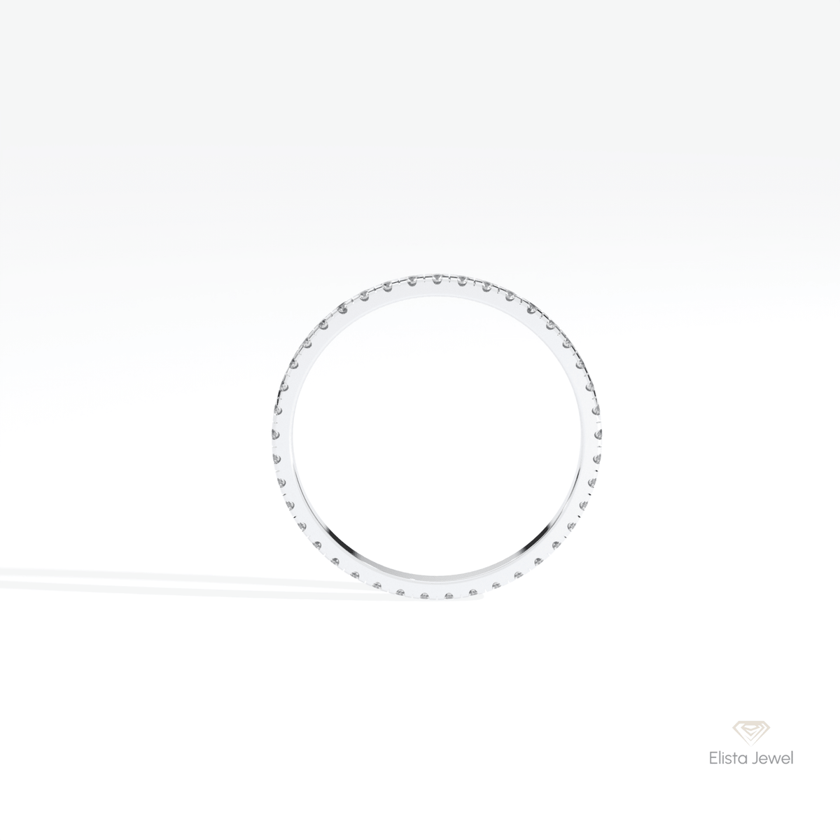 Round Cut Full Eternity Stacking Lab Grown Diamond Band in 18K White Gold - Close-up View