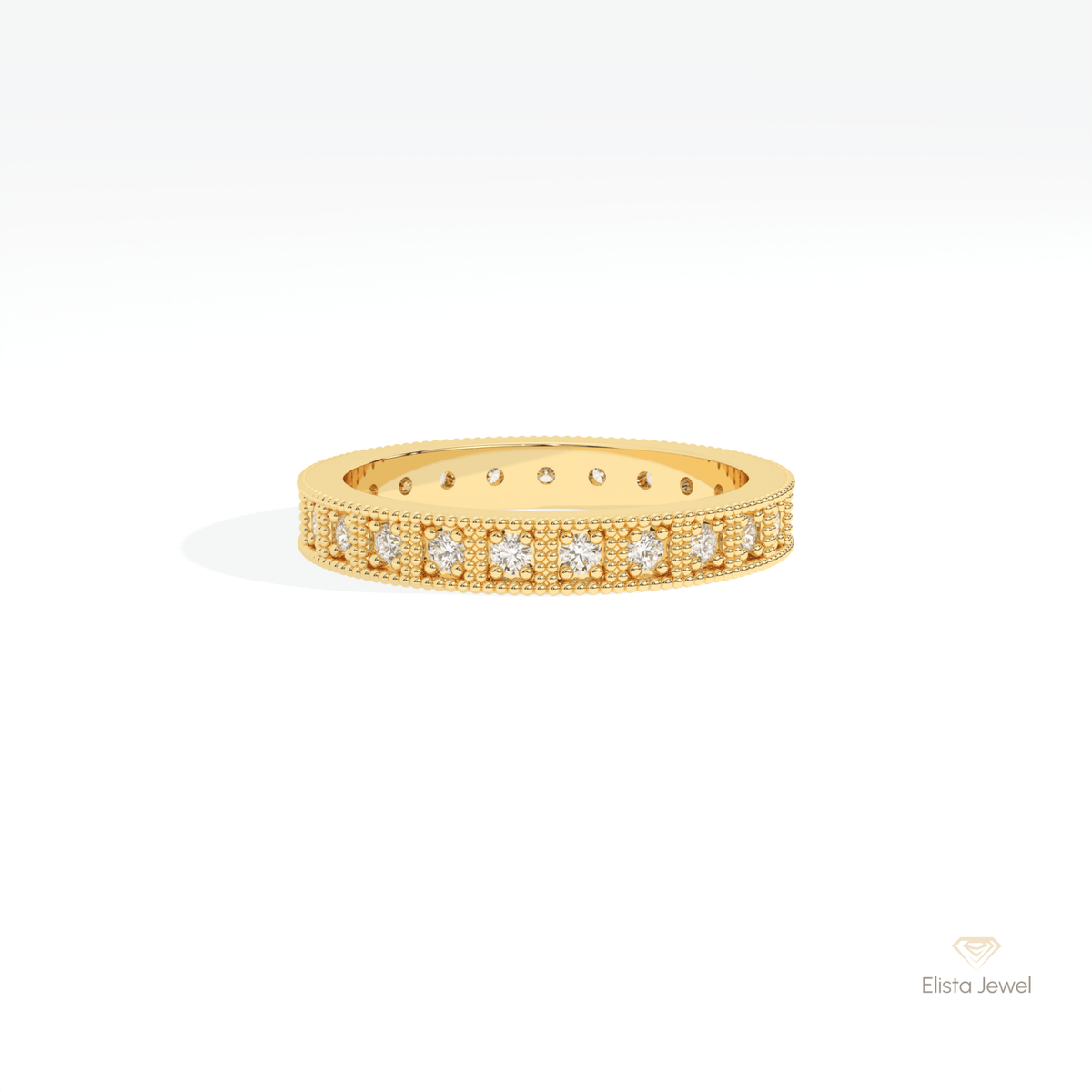 Round Cut Full Eternity Stacking Lab Grown Diamond Band in 10K White Gold - Front View