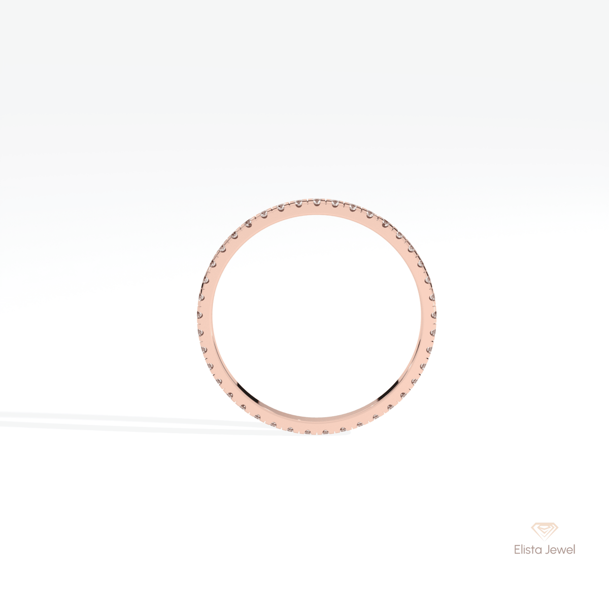 Round Cut Full Eternity Stacking Lab Grown Diamond Band in 10K Rose Gold - Angled View