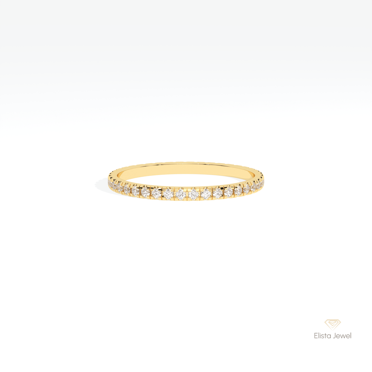 Round Cut Full Eternity Stacking Lab Grown Diamond Band in 18K Rose Gold - Ring on Hand View
