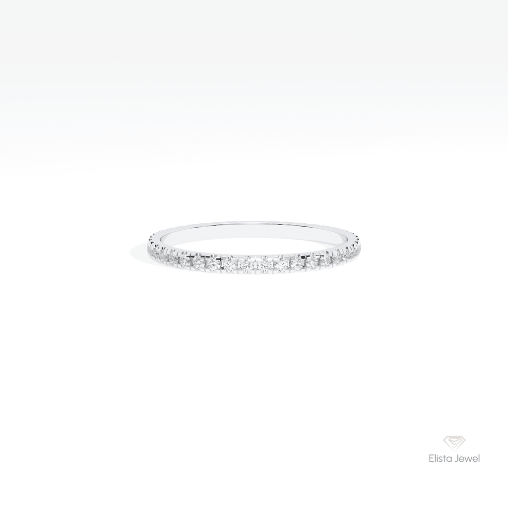 Round Cut Full Eternity Stacking Lab Grown Diamond Band in 14K Yellow Gold - Detail View