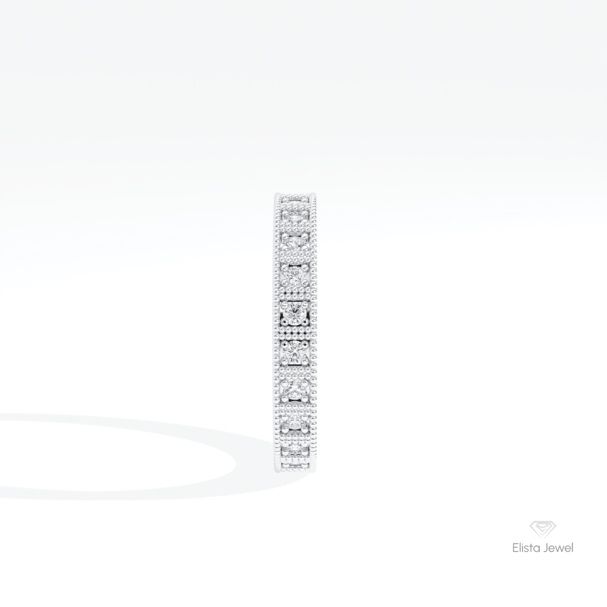 Round Cut Full Eternity Stacking Lab Grown Diamond Band in 18K Yellow Gold - Perspective View