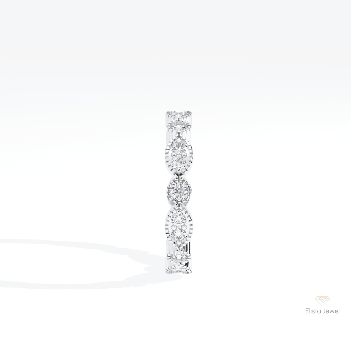 Round Cut Full Eternity Wedding Lab Grown Diamond Band in 18K Yellow Gold - Perspective View