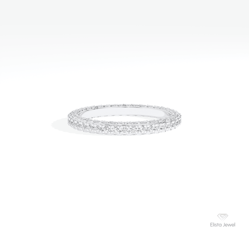Round Cut Full Eternity Wedding Lab Grown Diamond Band in 14K Yellow Gold - Detail View