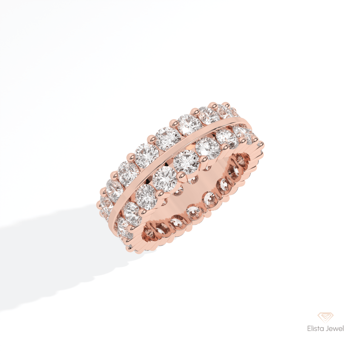 Round Cut Full Eternity Wedding Lab Grown Diamond Band in 10K Yellow Gold - Side View