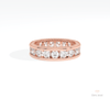 Round Cut Full Eternity Wedding Lab Grown Diamond Band in 18K Rose Gold - Ring on Hand View