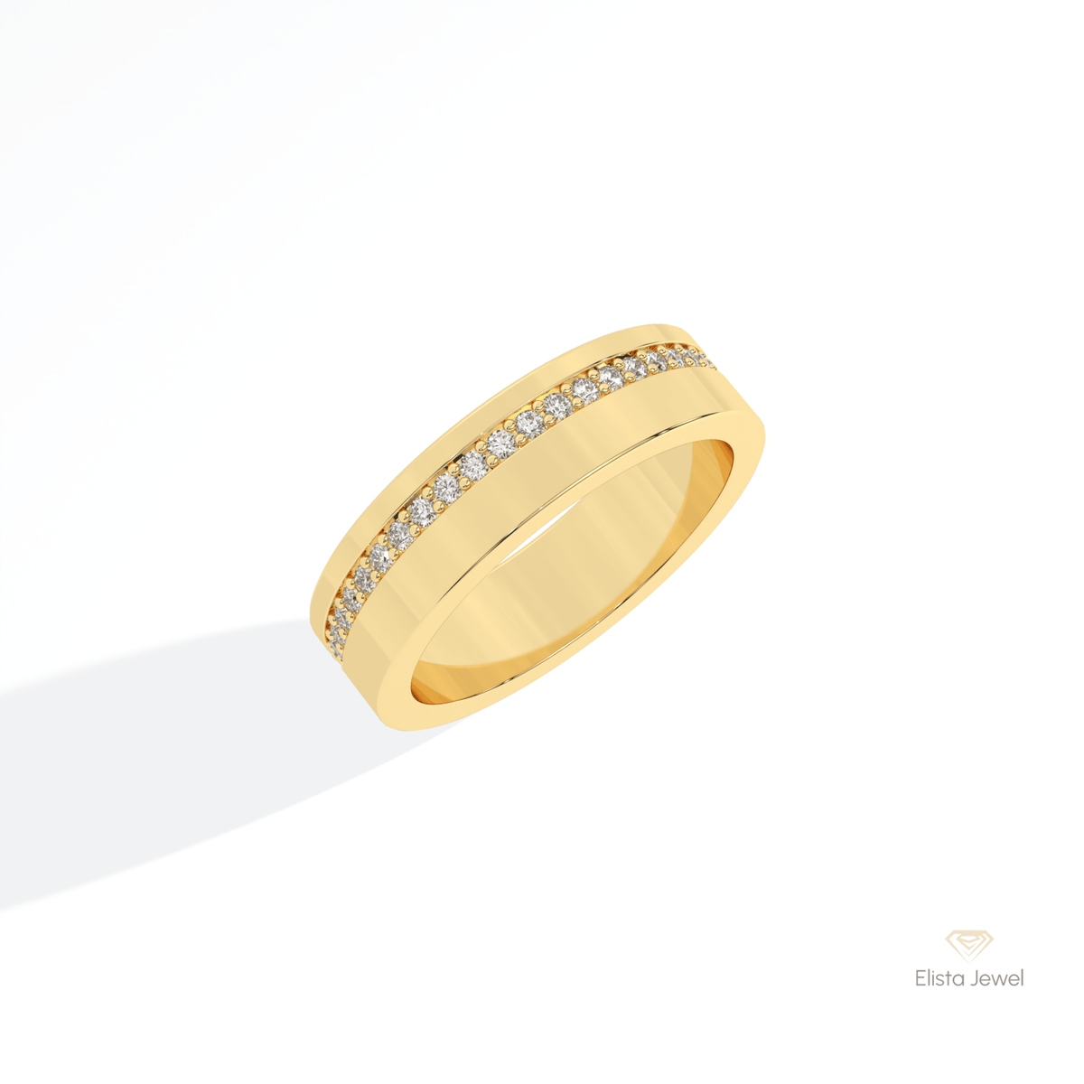 Round Cut Full Eternity Wedding Lab Grown Diamond Band in 10K Yellow Gold - Side View