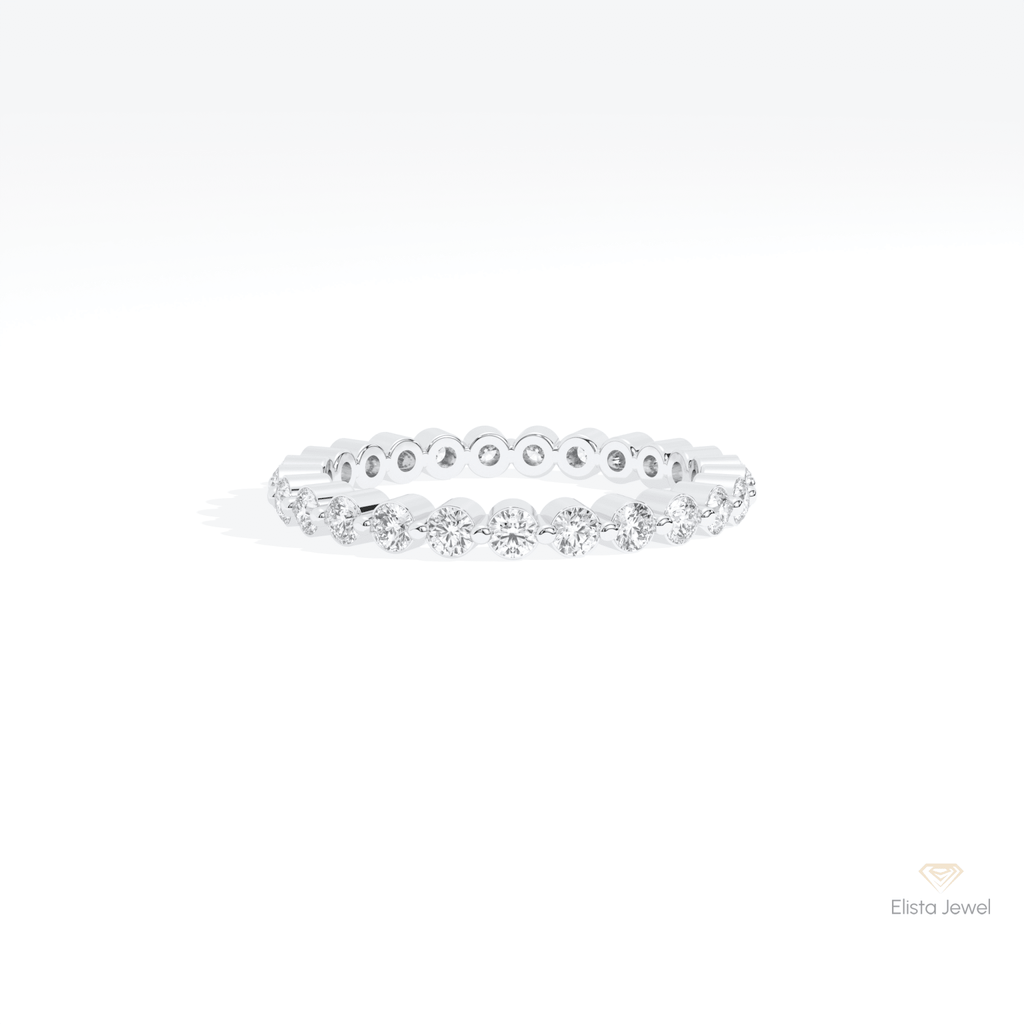 Round Cut Full Eternity Wedding Lab Grown Diamond Band in 14K Yellow Gold - Detail View