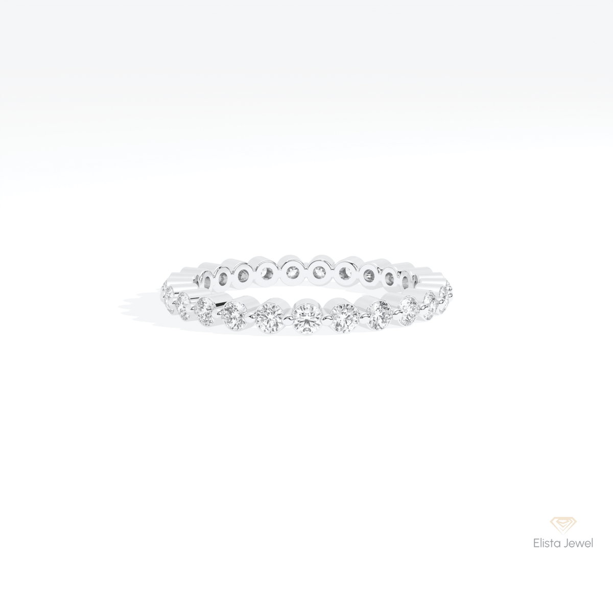 Round Cut Full Eternity Wedding Lab Grown Diamond Band in 14K Yellow Gold - Detail View