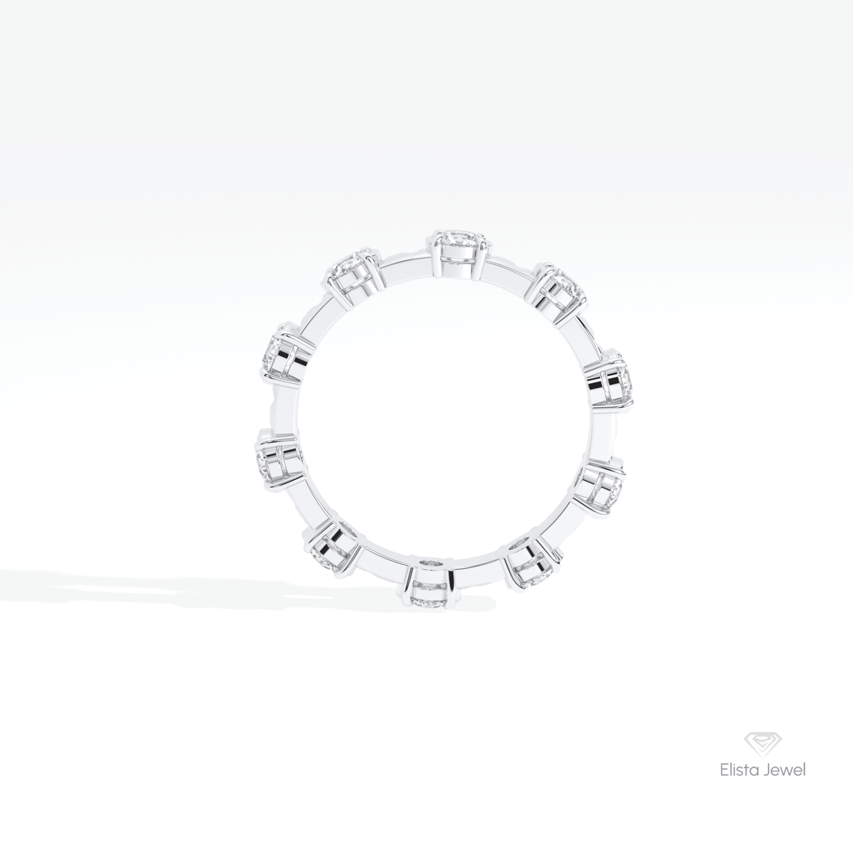 Round Cut Full Eternity Wedding Lab Grown Diamond Band in 10K Rose Gold - Angled View