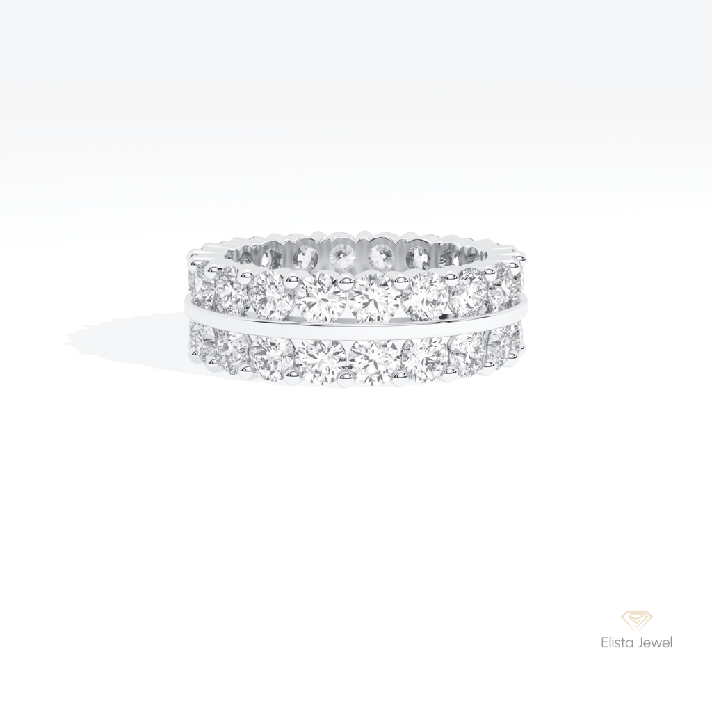 Round Cut Full Eternity Wedding Lab Grown Diamond Band in 14K Yellow Gold - Detail View