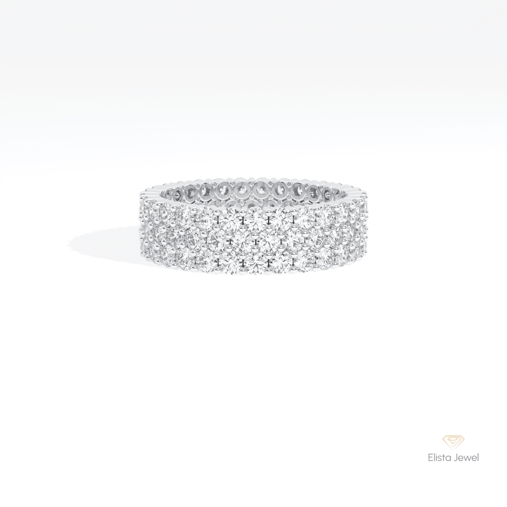Round Cut Full Eternity Wedding Lab Grown Diamond Band in 14K Yellow Gold - Detail View