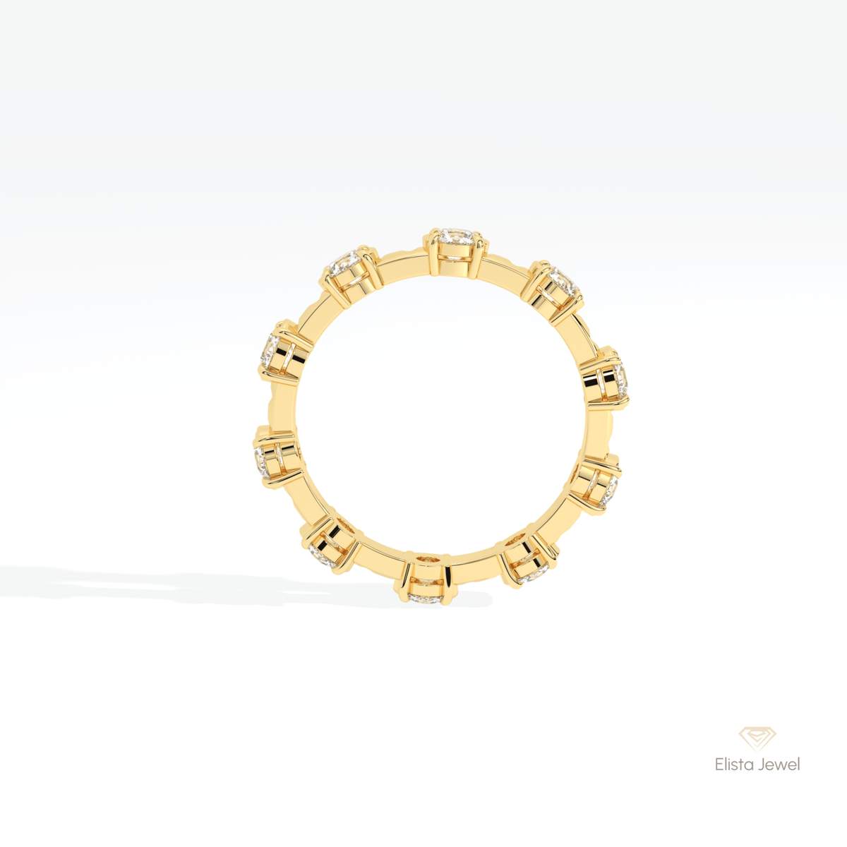 Round Cut Full Eternity Wedding Lab Grown Diamond Band in 18K White Gold - Close-up View