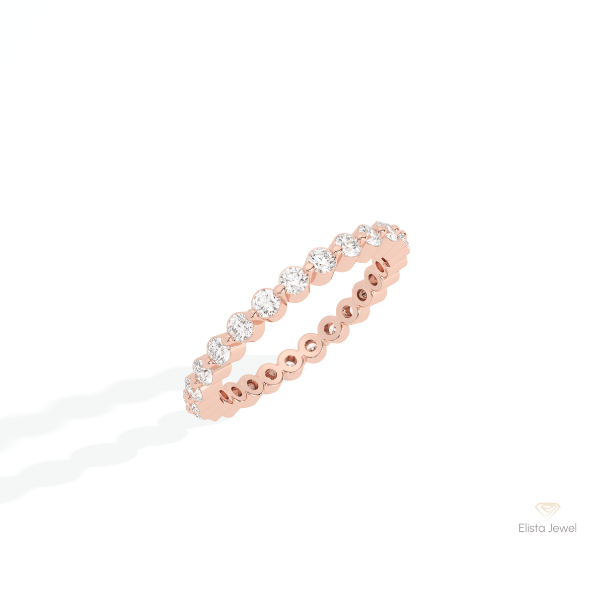 Round Cut Full Eternity Wedding Lab Grown Diamond Band in 10K Yellow Gold - Side View