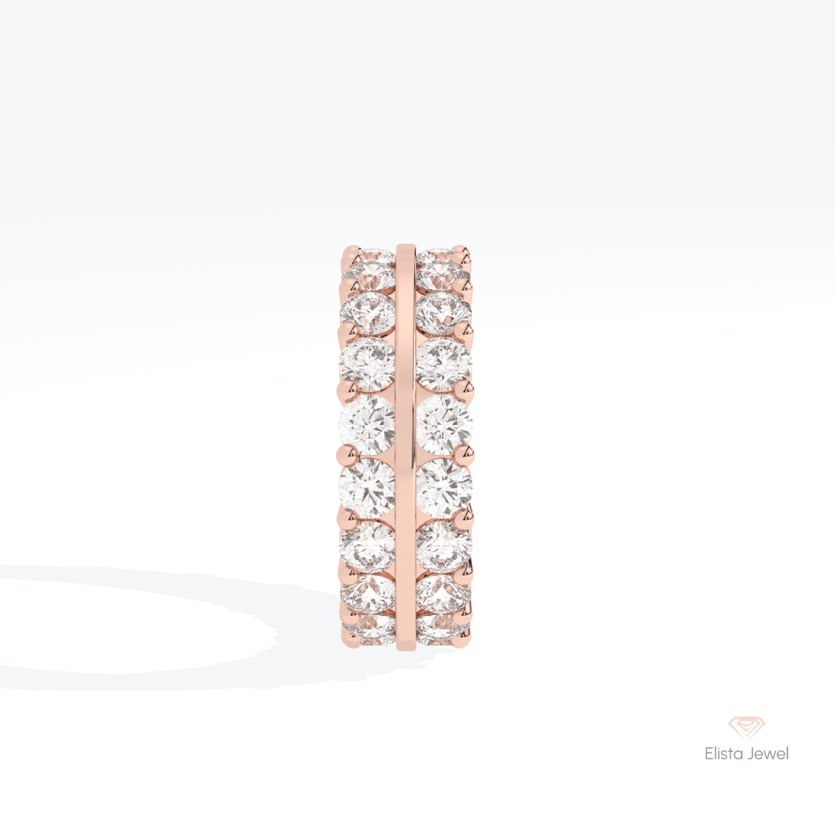 Round Cut Full Eternity Wedding Lab Grown Diamond Band in 14K White Gold - Top View