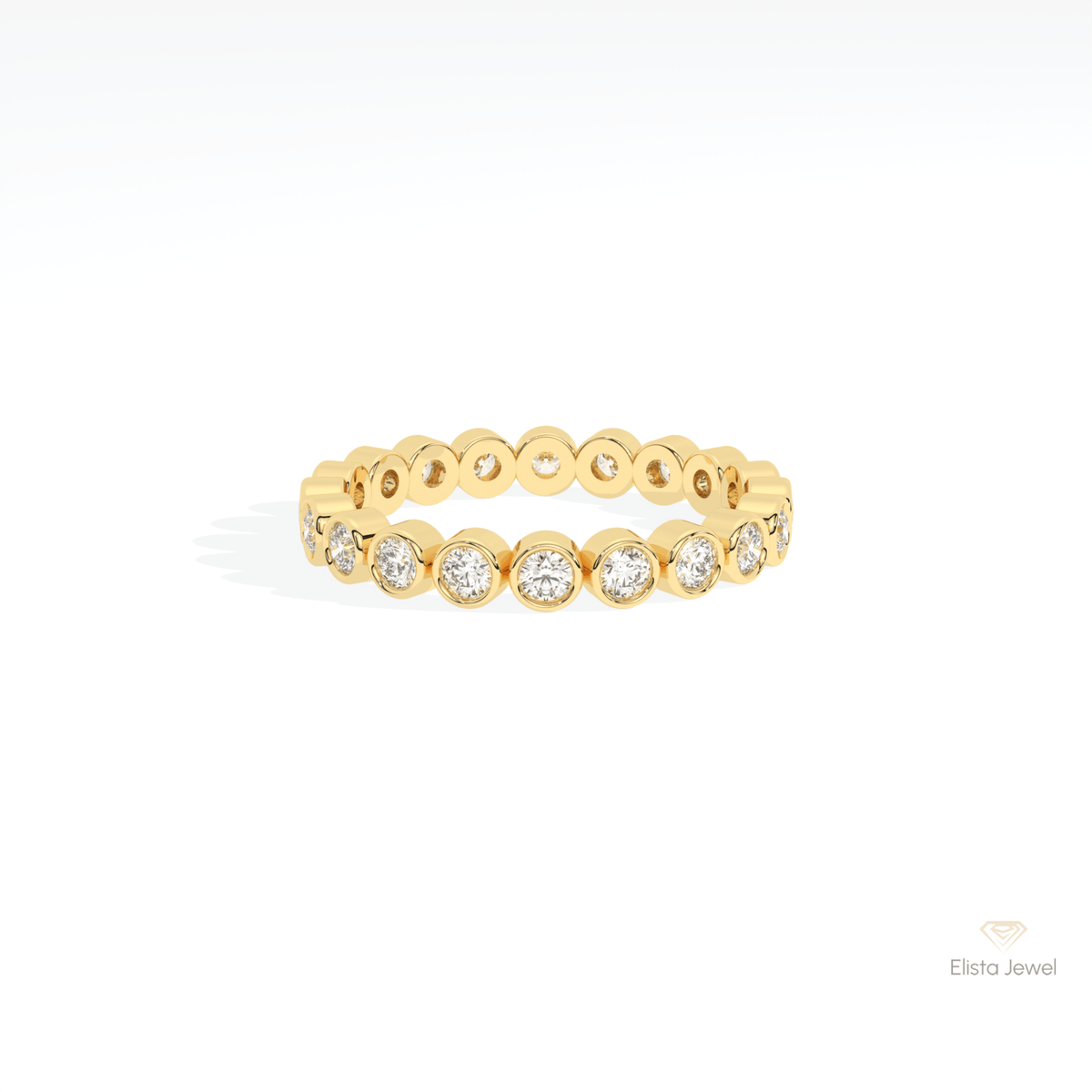 Round Cut Full Eternity Wedding Lab Grown Diamond Band in 14K Yellow Gold - Detail View