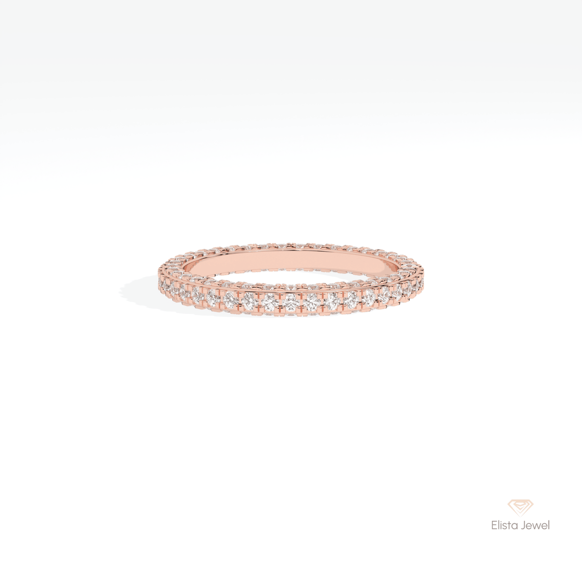 Round Cut Full Eternity Wedding Lab Grown Diamond Band in 10K White Gold - Front View