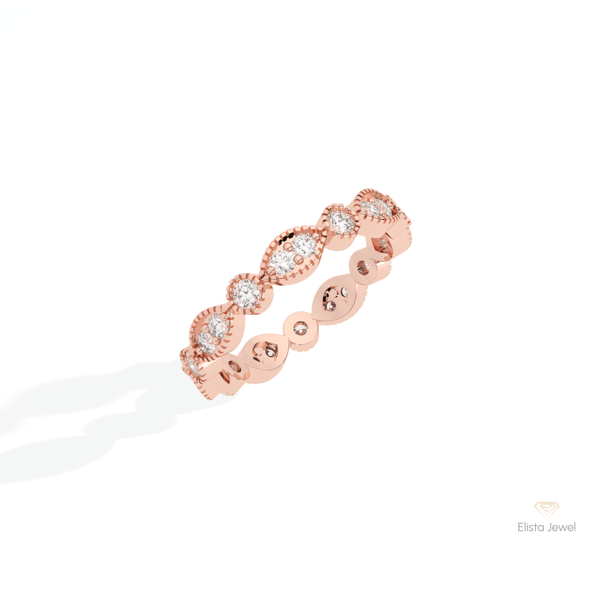 Round Cut Full Eternity Wedding Lab Grown Diamond Band in 10K Yellow Gold - Side View